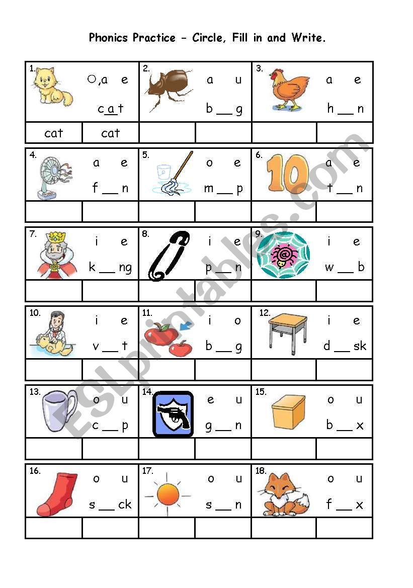 one vowel cvc word worksheet