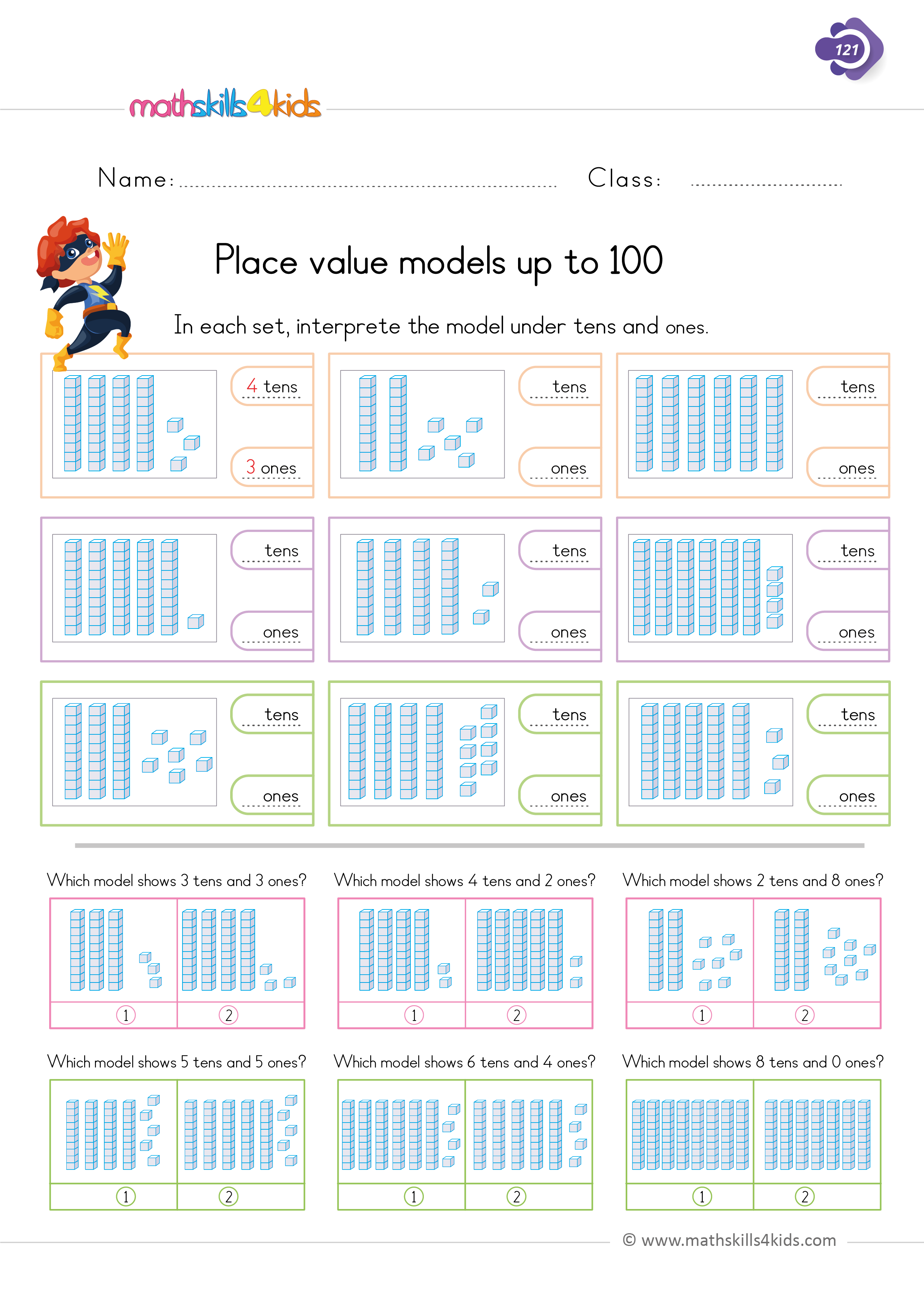 Free printable 1st Grade place value worksheets Worksheets Library