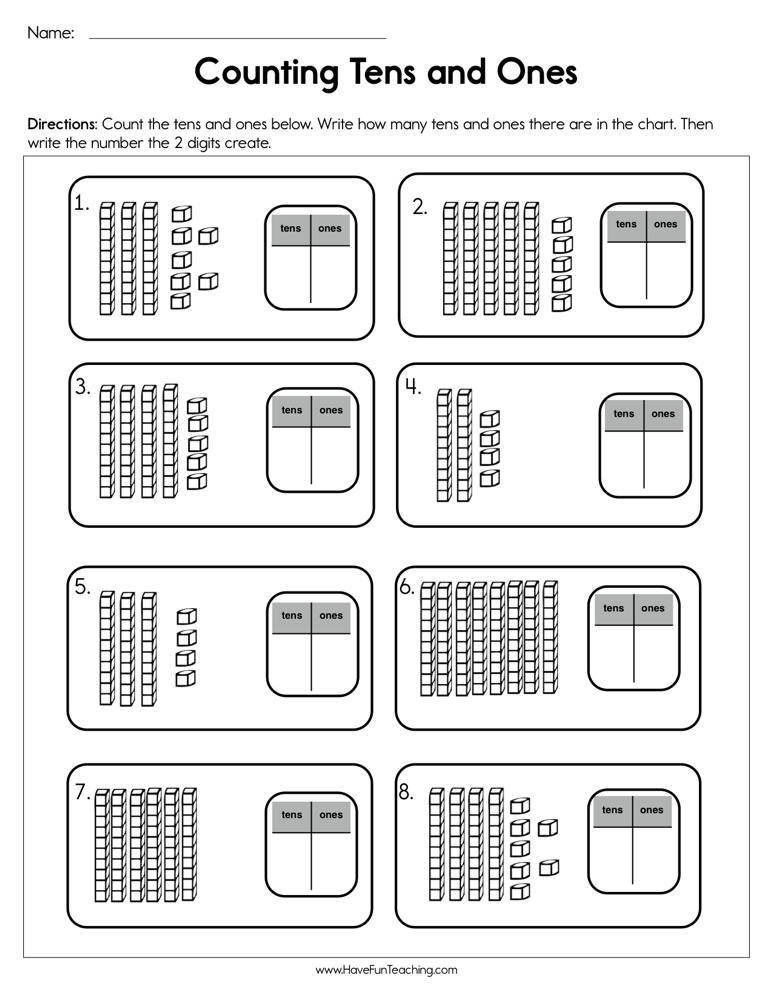 ones and tens worksheet