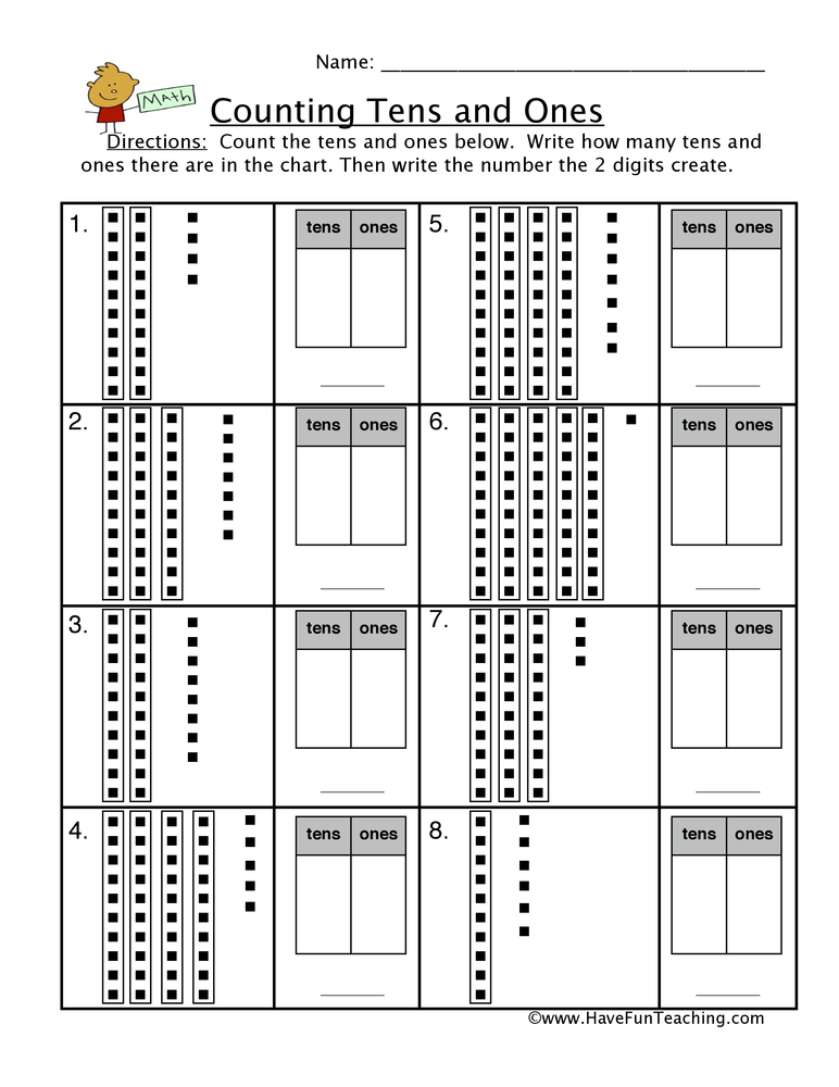 ones and tens worksheet