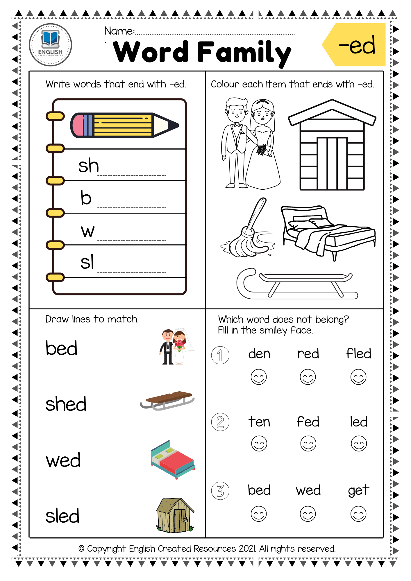ong word family worksheet