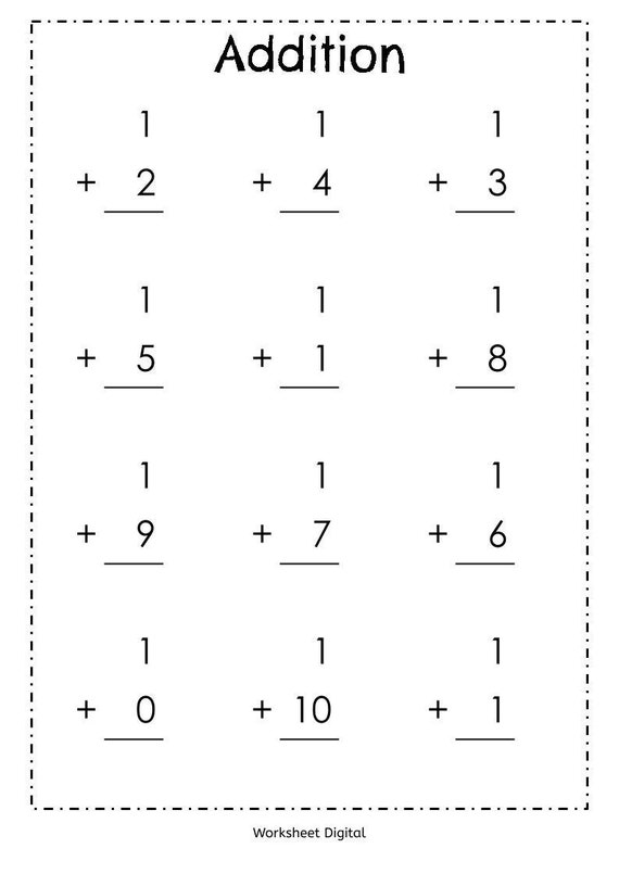 Buy 20 Printable Addition Worksheets Numbers 1-10 for Preschool ...