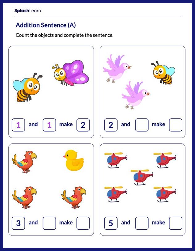Addition Worksheets for Kindergarteners Online - SplashLearn