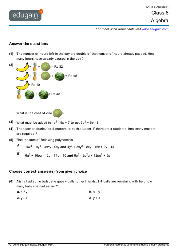 Algebra Math Games