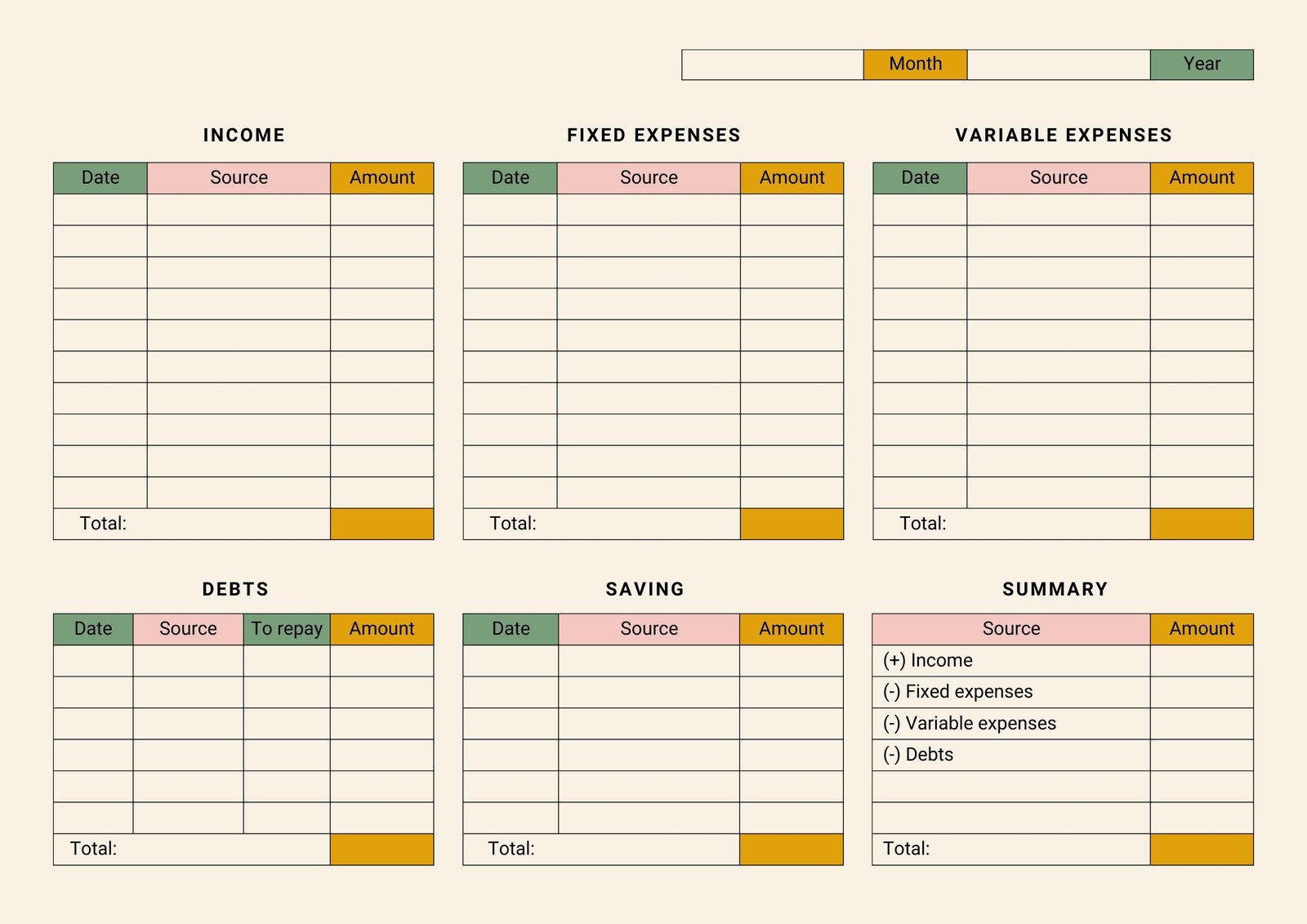 Free online budget planner printable, Download Free online budget ...