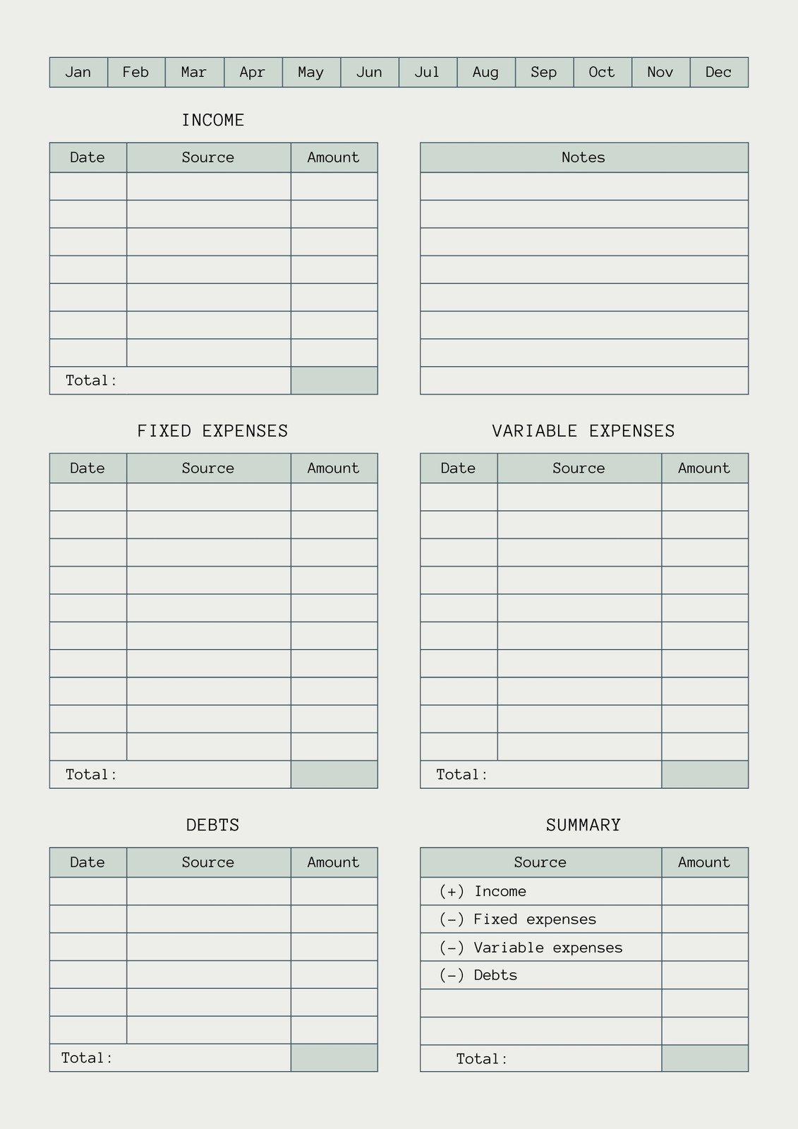online budget planner printable