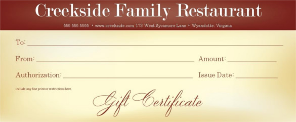 online gift certificates restaurants printable