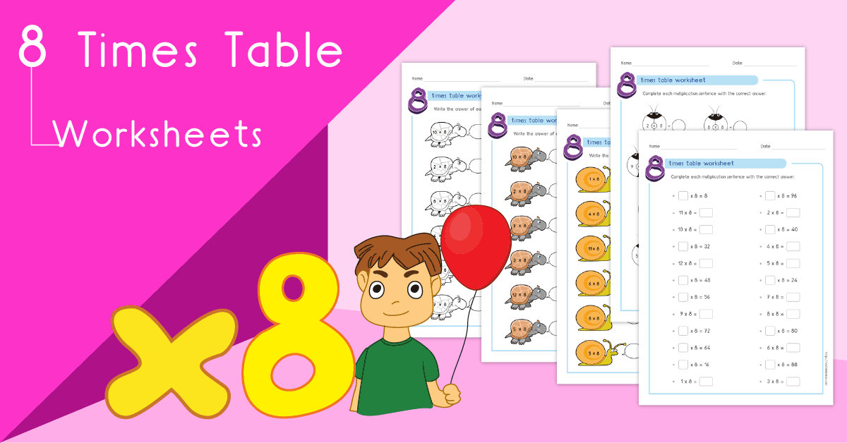 8 times table worksheets PDF | Multiplying by 8 activities
