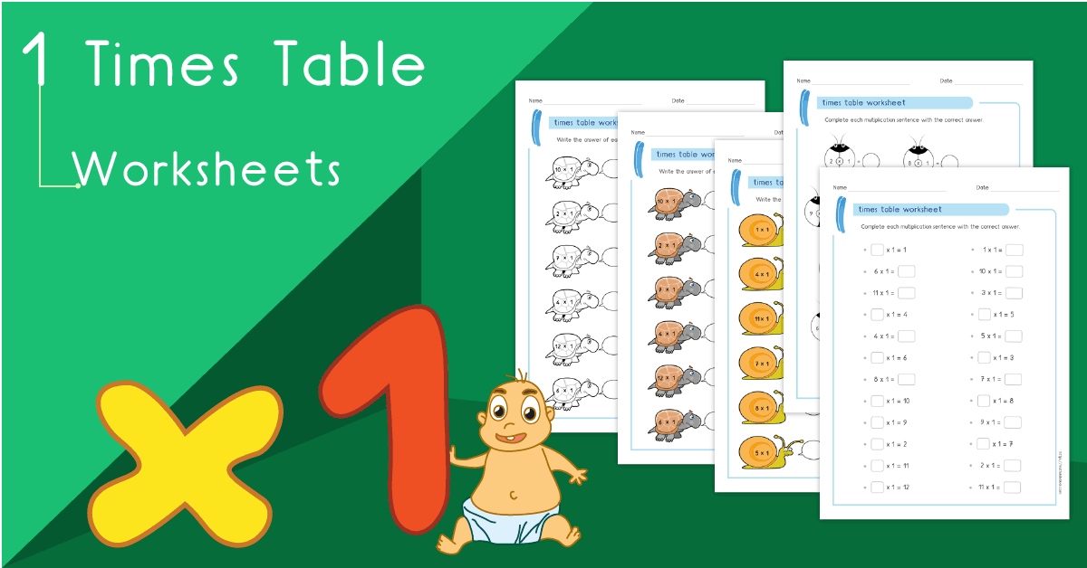 1 times table worksheets PDF | Multiplying by 1 activities