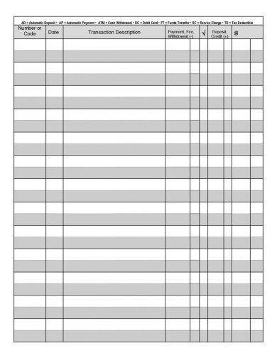 online printable check register