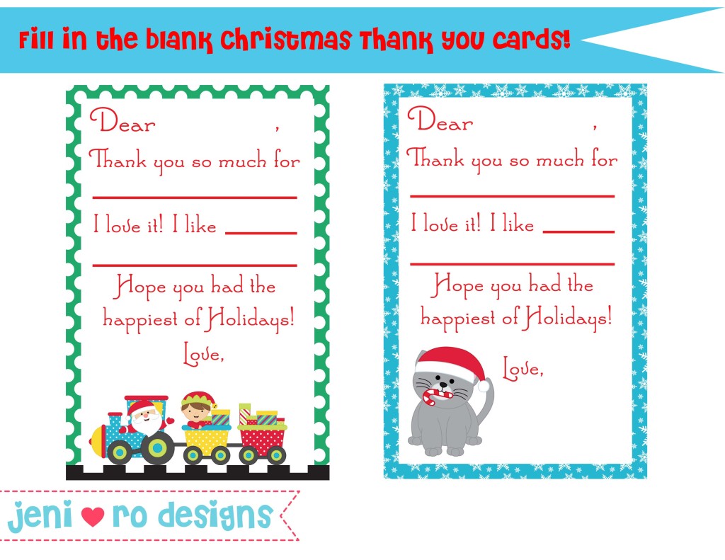 Christmas thank you notes for your little ones to fill in!