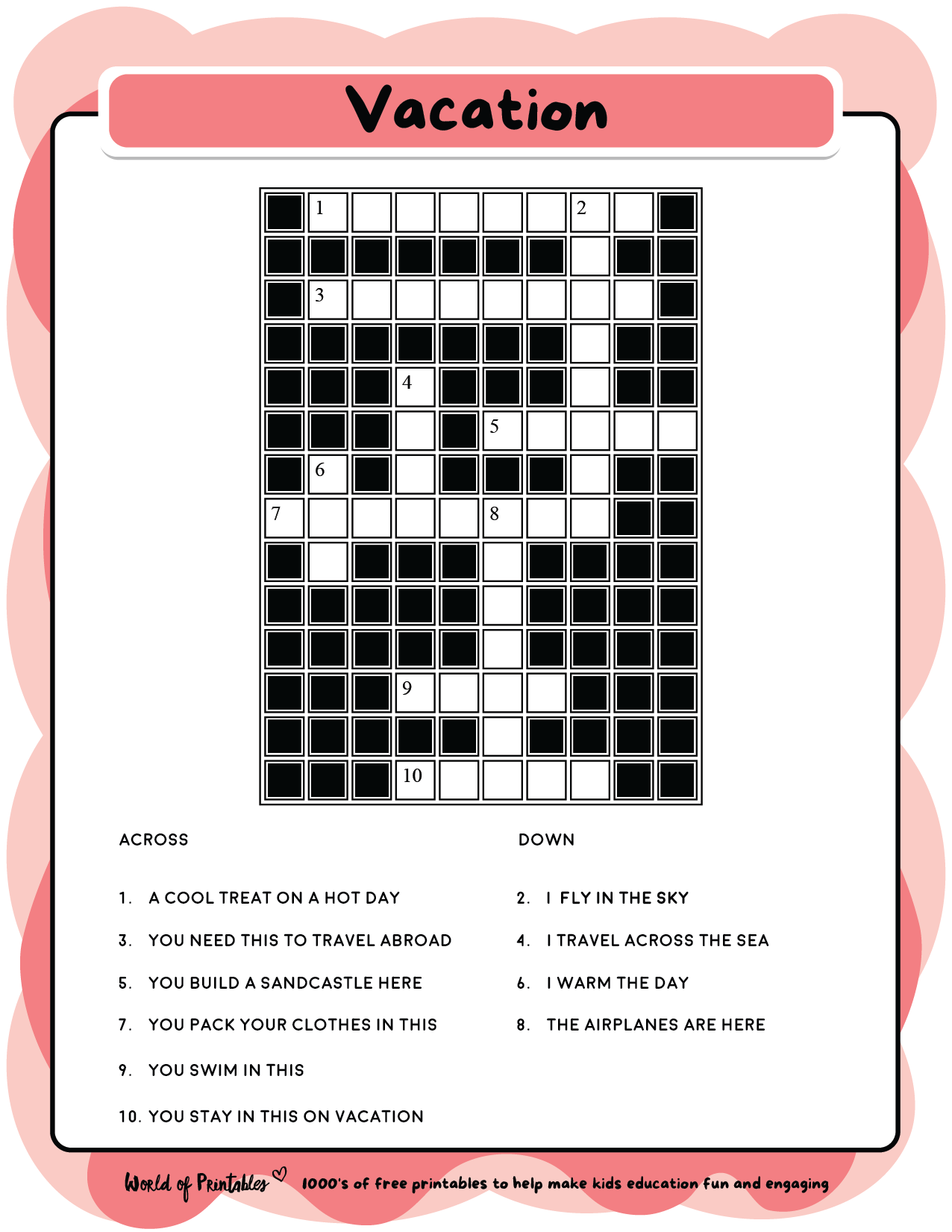 online printable crossword puzzles easy