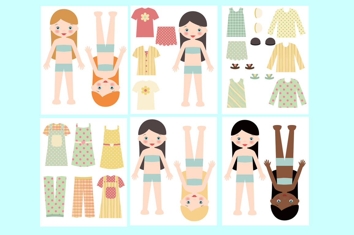 Paper Doll, Digital Paper doll, Cut out doll, Printable doll, Girl ...
