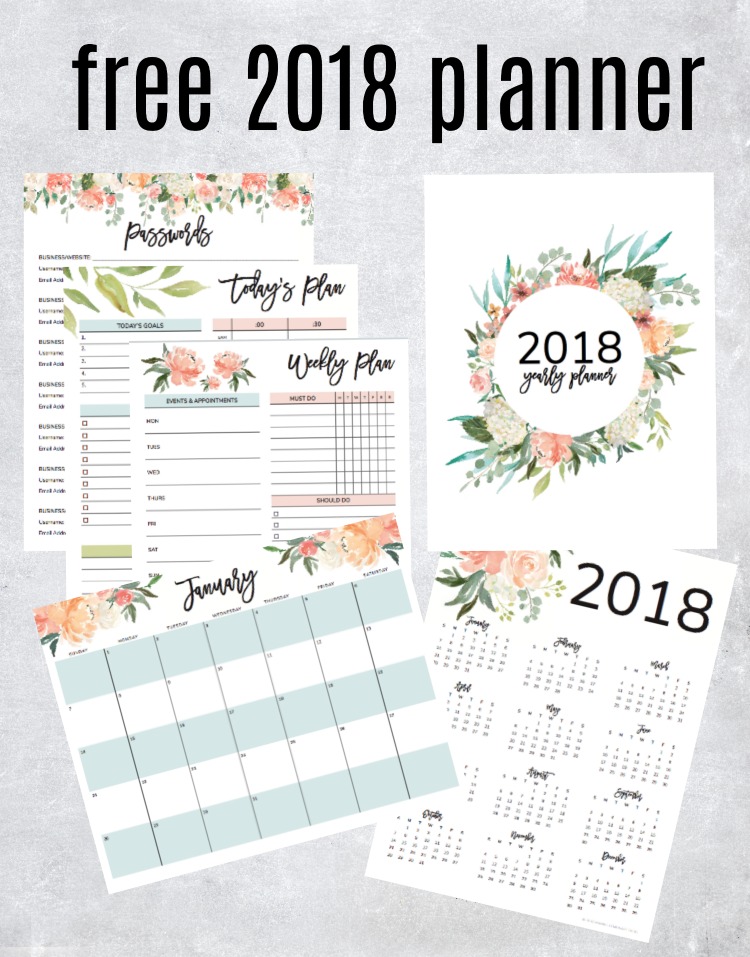 Get Your Free 2018 Printable Planner (with Daily, Weekly &  Monthly ...