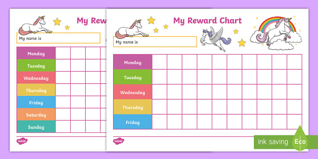 Unicorn Reward Chart Printable Resource - Awards - Twinkl
