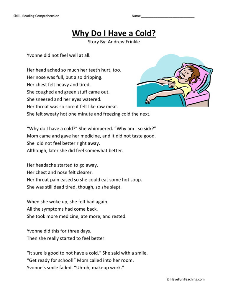 online reading comprehension worksheet