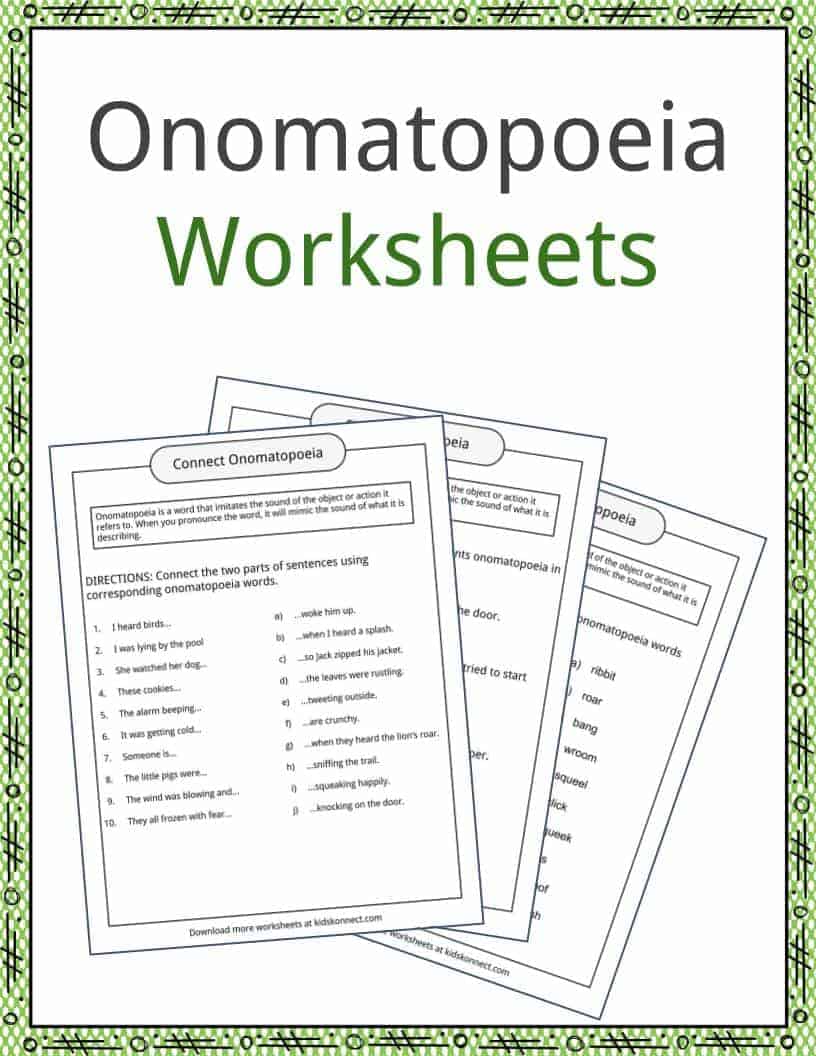 Onomatopoeia Examples, Definition and Worksheets | KidsKonnect