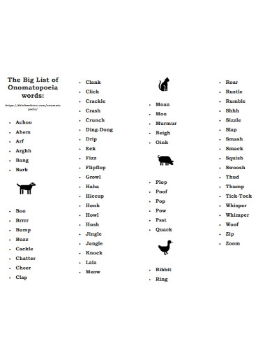 Onomatopoeia - 100+ Examples, Format, How to Use, Pdf
