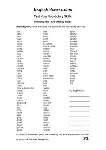 Onomatopoeia List of Noisy Words Worksheet for 12th - Higher Ed ...