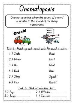 Onomatopoeia Worksheets in 2024 | Onomatopoeia, English worksheets ...
