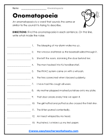 Onomatopoeia Worksheets