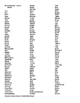 onomatopoeia word list printable