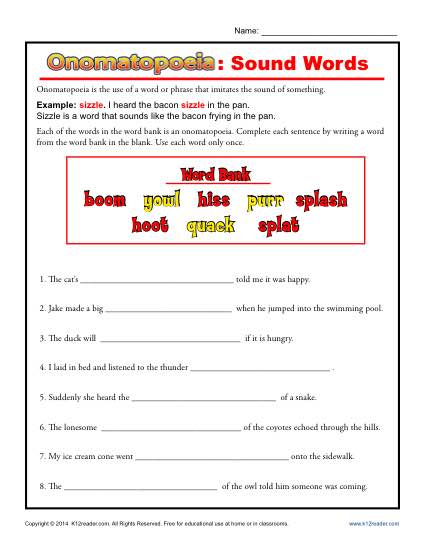 onomatopoeia word list printable