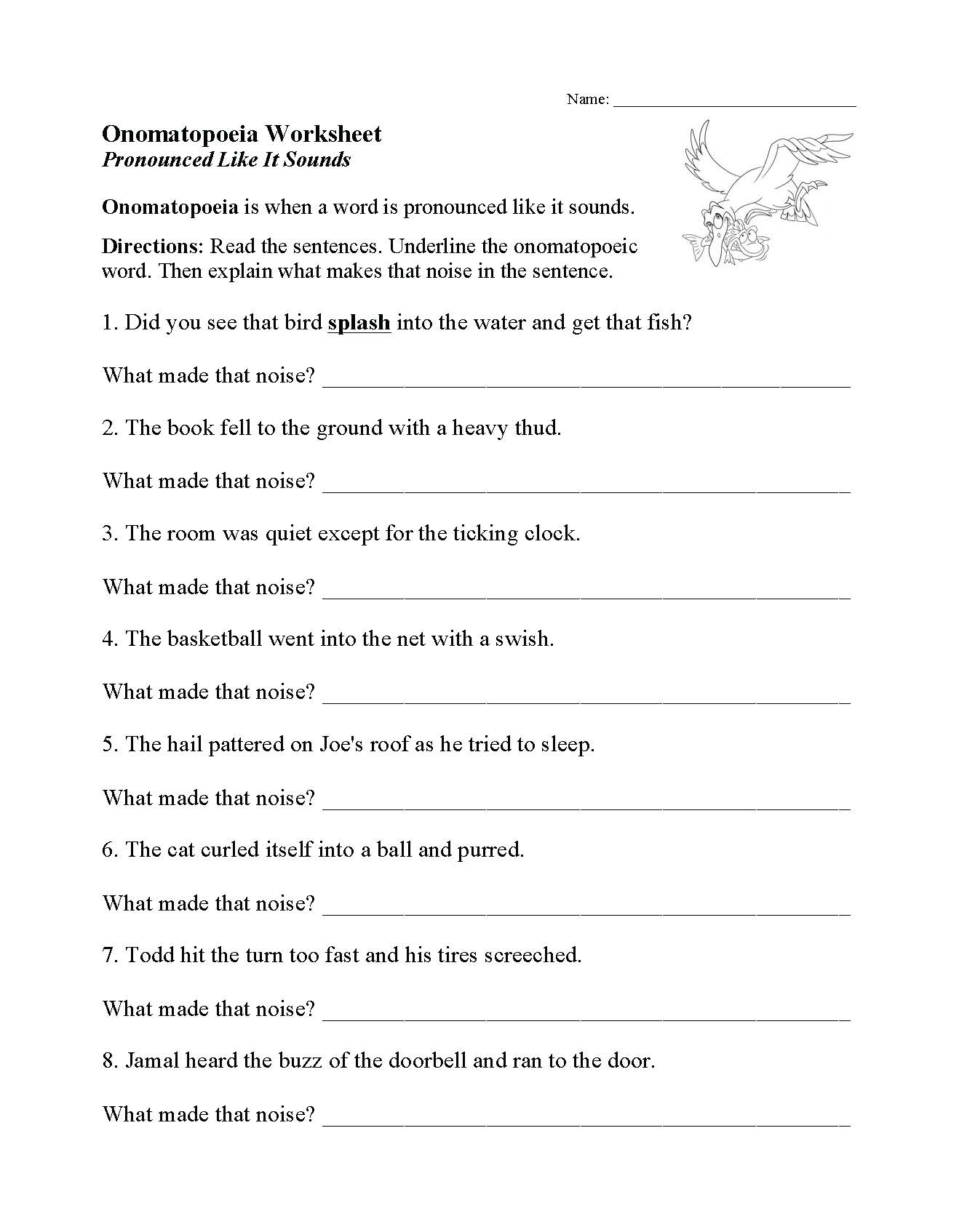onomatopoeia worksheet for first grade