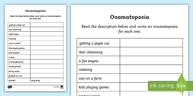 FREE* Onomatopoeia Worksheet (teacher made) 