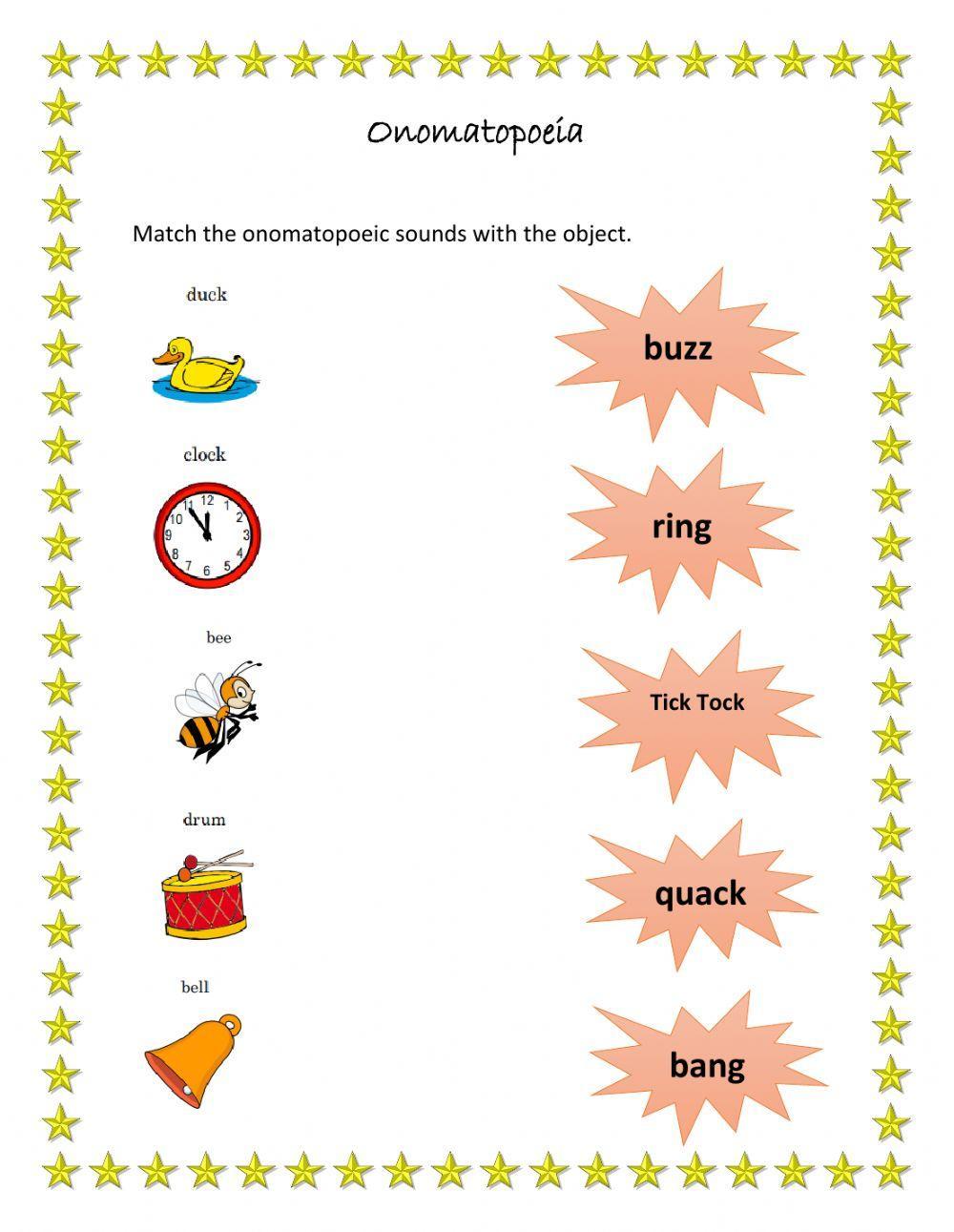 Onomatopoeia interactive worksheet  
