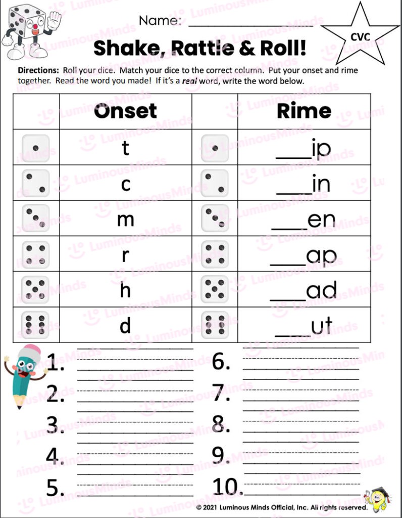 onset and rime worksheet