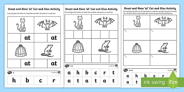 at Onset and Rime Differentiated Worksheet / Worksheets