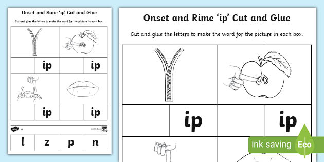 ip Onset and Rime Differentiated Worksheets (teacher made)