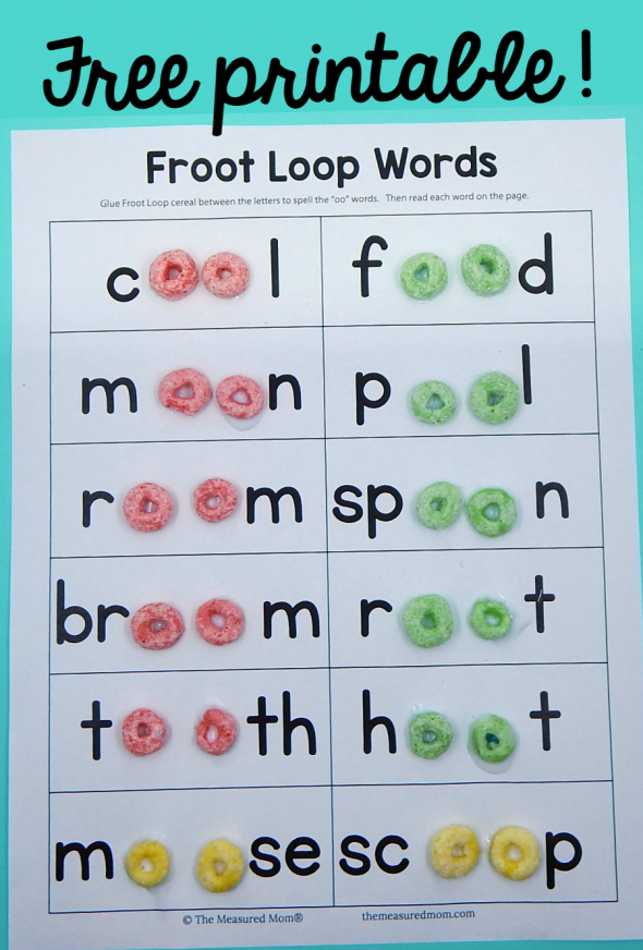 Froot Loop worksheet for oo words - The Measured Mom
