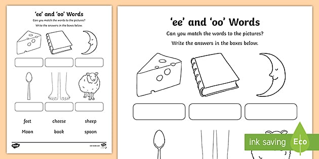 ee and oo Sounds Matching Activity (teacher made)