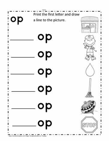 op word family worksheet