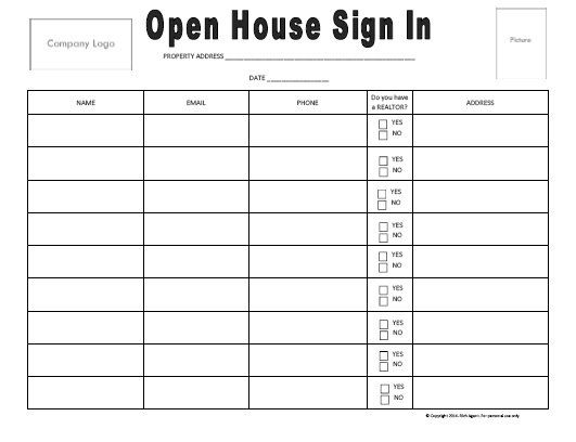 open house sign in sheet template pdf