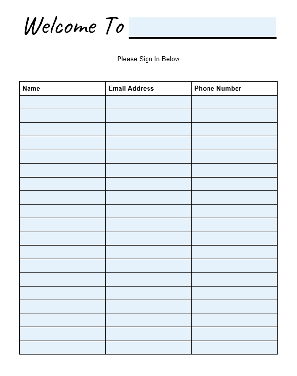 open house sign in sheet template pdf