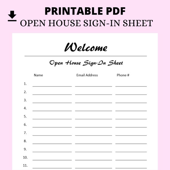 open house sign in sheet template pdf
