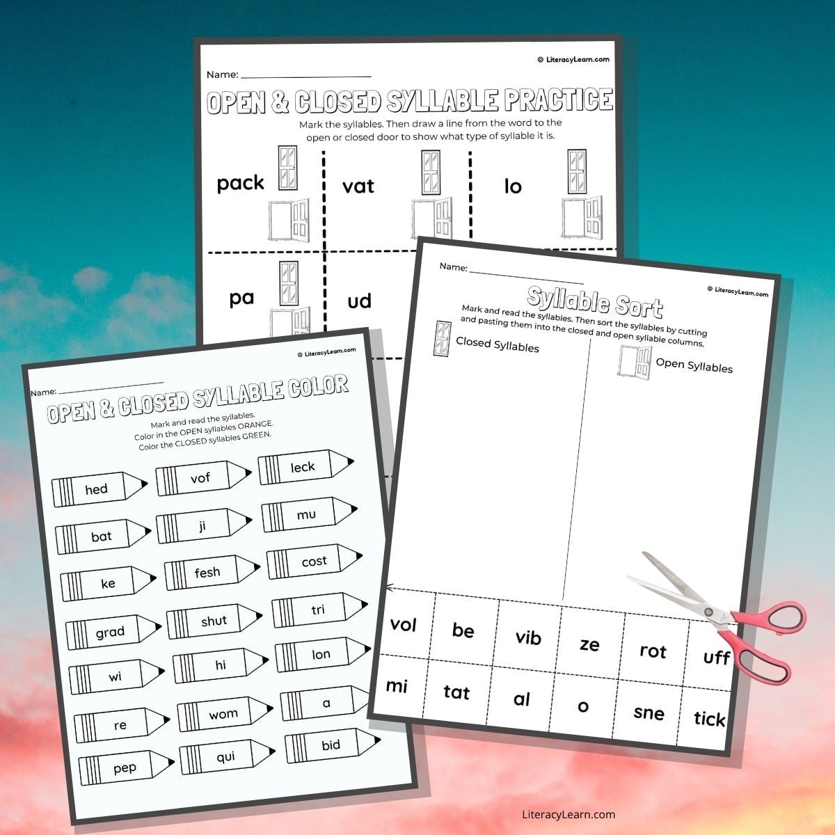 All About Open and Closed Syllables (3 Free Worksheets) - Literacy ...