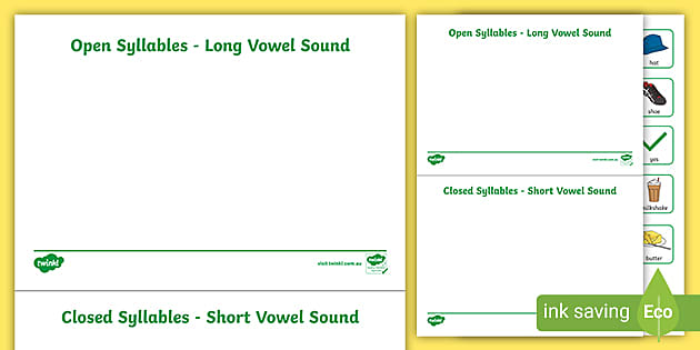 open or closed syllable worksheet