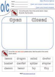 open syllable worksheet