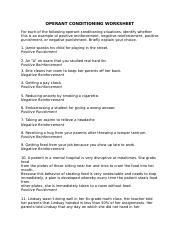 OPERANT CONDITIONING WORKSHEET1 - OPERANT CONDITIONING WORKSHEET ...