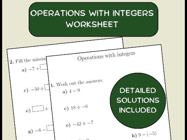 Operations with integers worksheet (with answers) | Teaching Resources ...