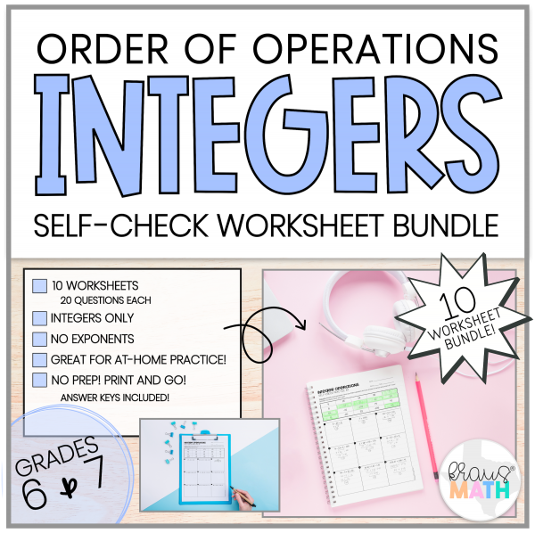 operations on integers worksheet