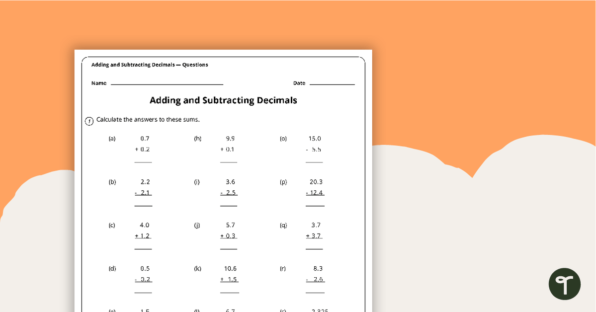 operations with decimals worksheet