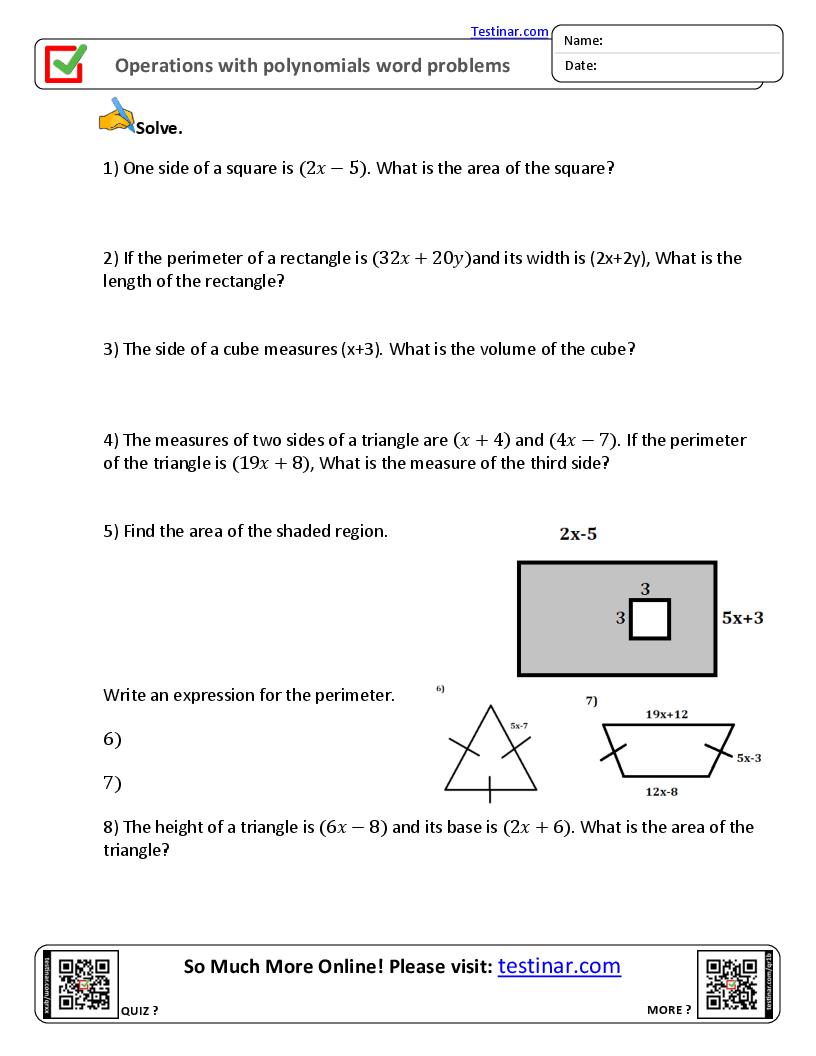 operations with polynomials worksheet