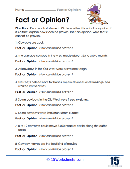 Fact or Opinion Worksheets - 15 Worksheets Library