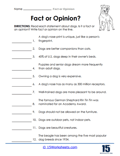 Fact or Opinion Worksheets - 15 Worksheets Library