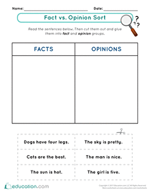 Fact vs. Opinion Sort | Interactive Worksheet 
